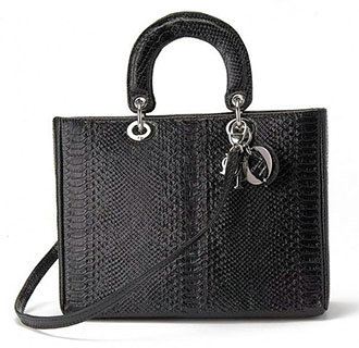 replica jumbo lady dior snake leather bag 6322 black
